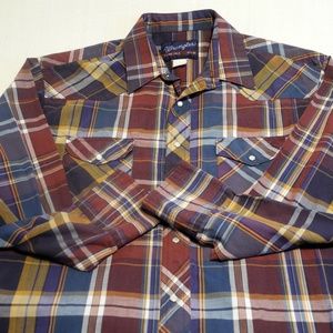 Wrangler X Long Tail Pearl Snap Plaid Sz. 16 1/2